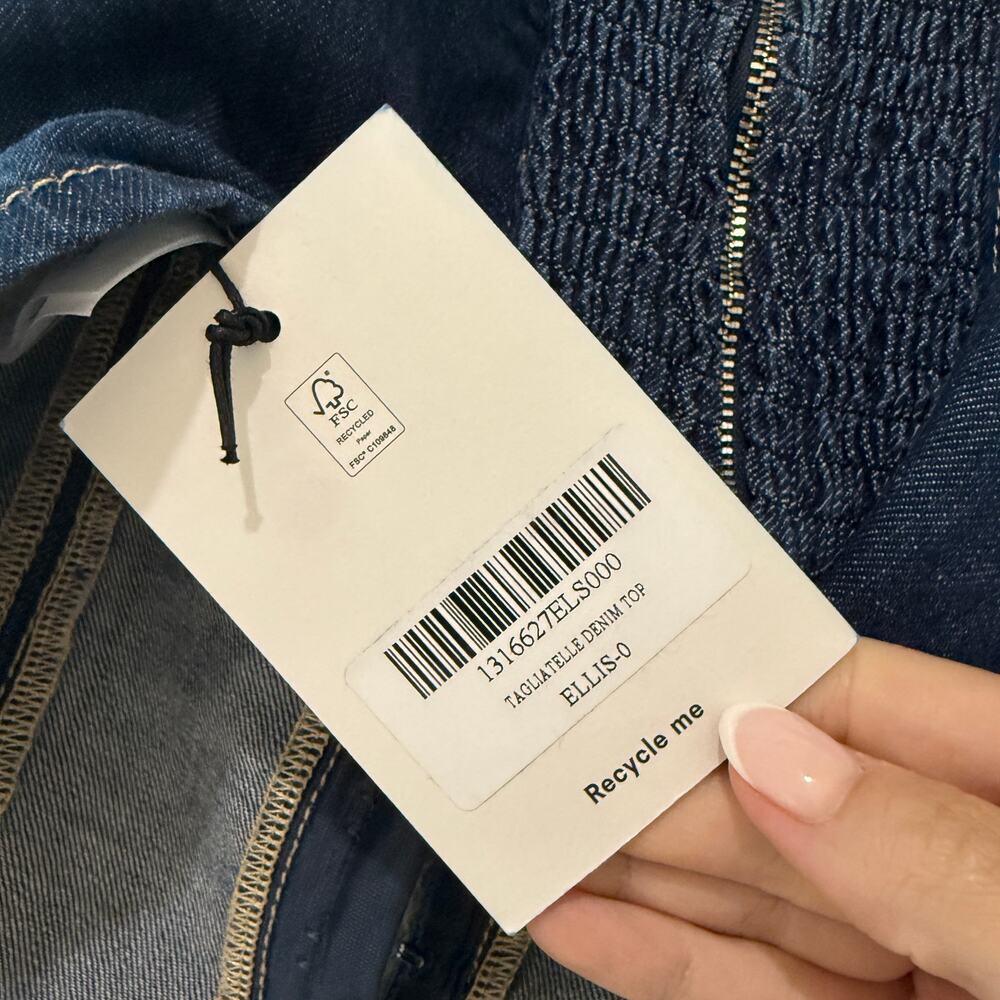 New Reformation Tagliatelle Denim Top - Picture 5 of 6